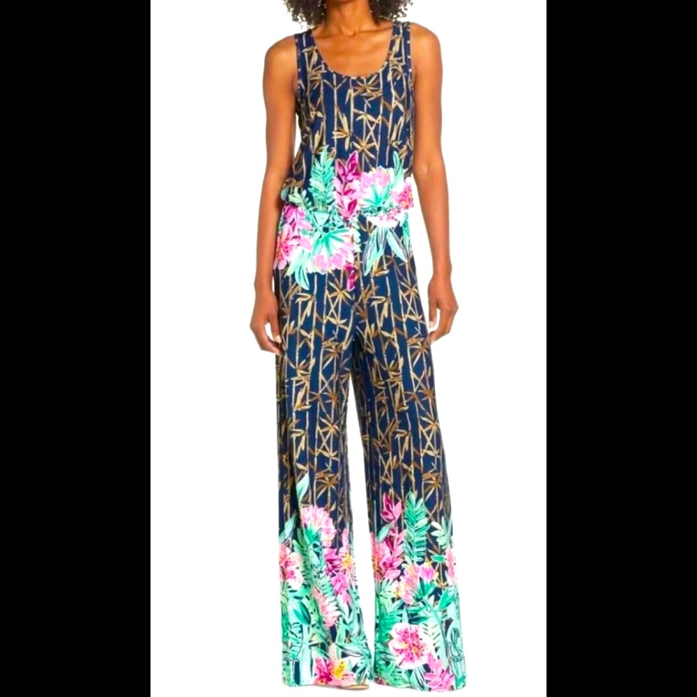 Lilly Pulitzer Kori Blue Bamboo Sleeveless Jumpsuit